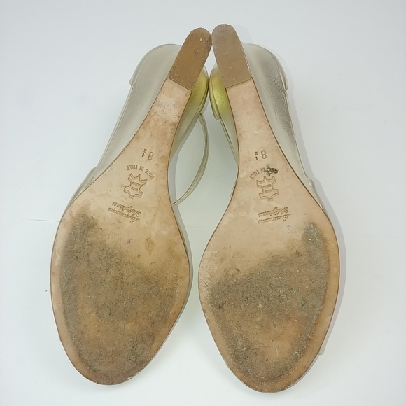 Butter Italy Leather Metallic Gold Wedge 8.5 - Picture 9 of 9
